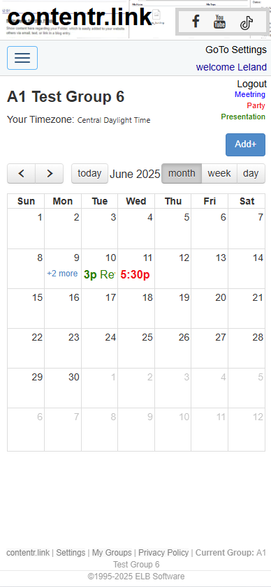 Web Calendar - Mobile View